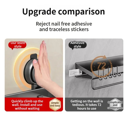 Estante de baño con ventosa sin taladro, estante para baño, espacio para inodoro, estante colgante de aluminio, organizador de baño para colgar en la pared