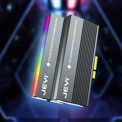 JEYI VolleyStar PCIE To NVMe Adapter With Aluminum Alloy  Heatsink, M.2 RGB PCIe 4.0 Card With 1/2U Low Standard Profile Bracket