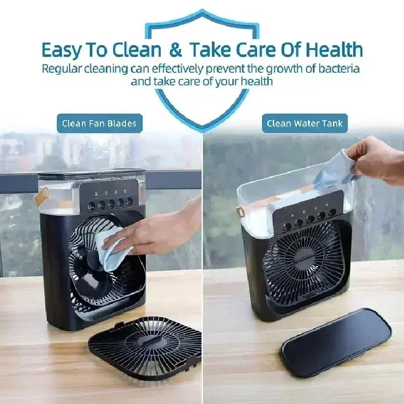 3 In 1 Summer Cooling Fan Portable Desktop Humidifier USB Mini Air Conditioners Night Light Water Mist For Home Or Office