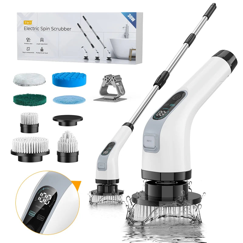 Cordless Electric Cleaning Brush 7-in-1 Bathroom Window Electric Spin Cleaner Kitchen Toilet  Automotive Household Rotate Clean