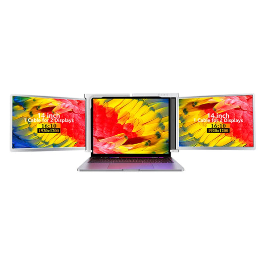 14 inches Laptop Expansion Screen FHD Portable Tri-screen Monitor with 1 Cable for 2 Displays for Windows MacOS for 15-17.3 inch