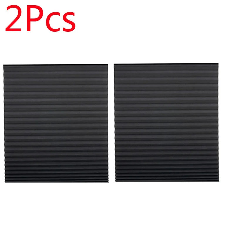 2pcs Self-adhesive Pleated Blackout Blinds Non-woven Folding Curtains For Kitchen Bathroom Balcony Shades Home Windows Decor