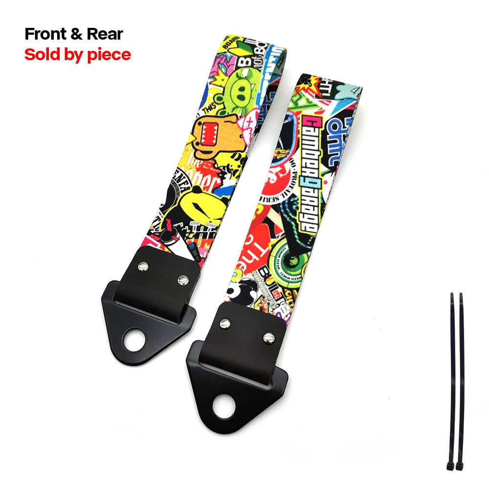 JDM Racing Culture Car Pendant Tow Strap Belt Tow Rope Ribbon Trailer Rope Bumper Towing Strap FOR NOS HKS Initial D Accessories