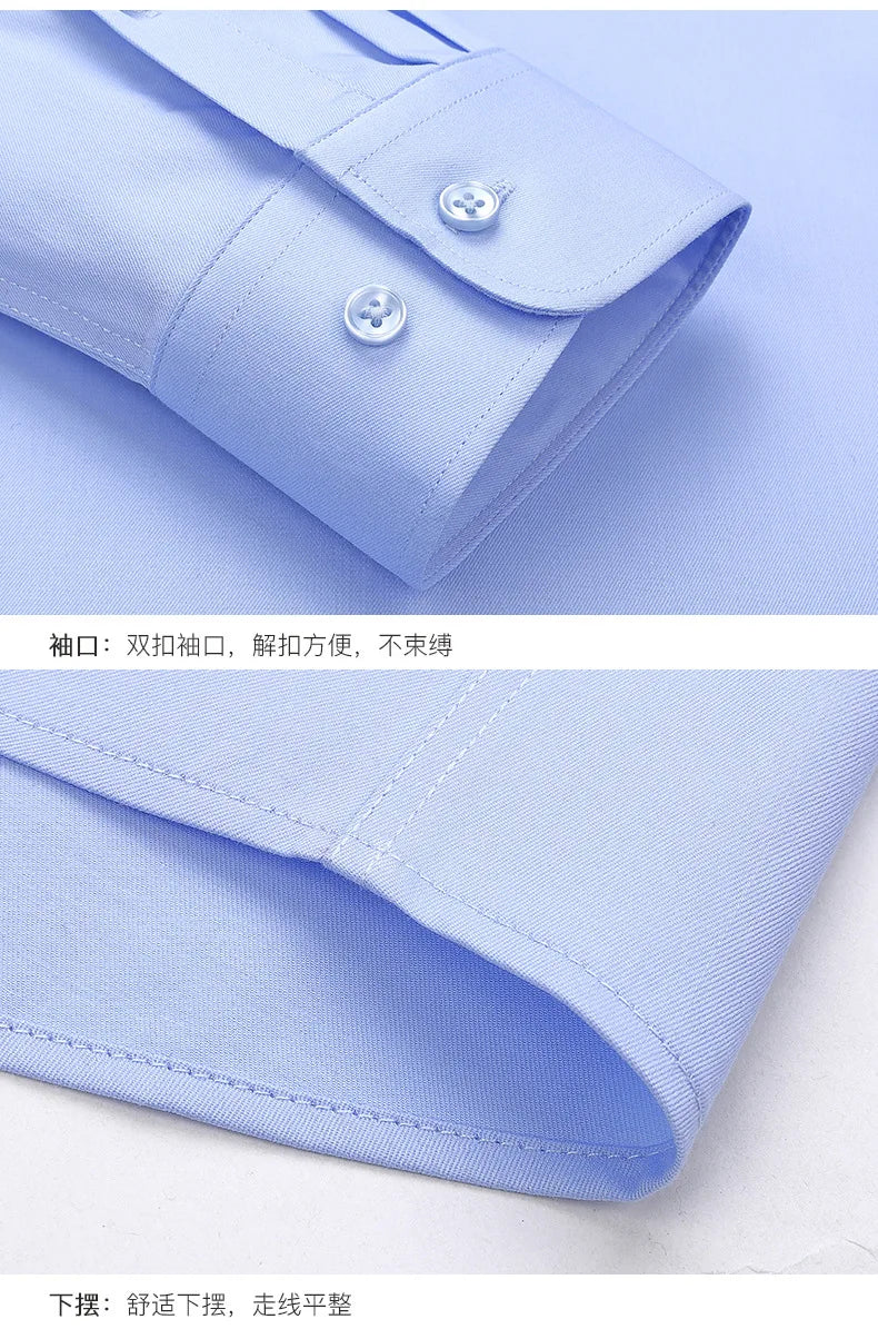 New Fabric 80% Cotton 15% Elastic Silk 5% Spandex No-Iron Anti-Wrinkle Men's Long Sleeve & Short Sleeve Formal Shirts