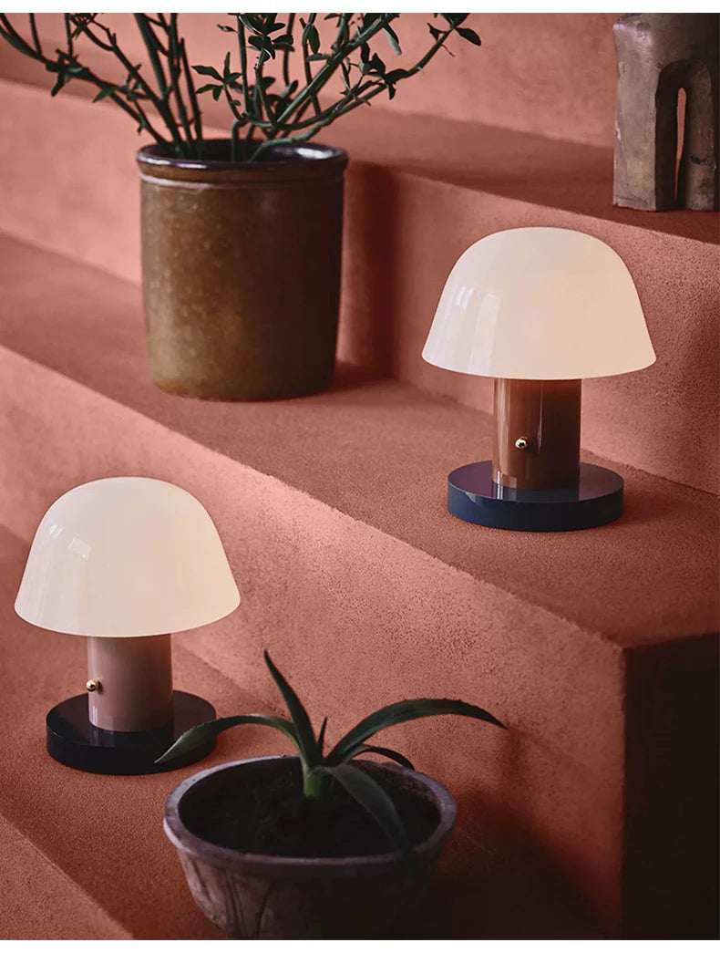 Mushroom Table Lamp Warm Color Night Light USB Rechargeable LED Touch Desk Light Piano Coating Surface Love Gift Lamp