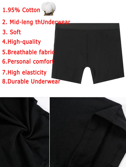 4pcs Pack Mid-Long Boxer Shorts Men Underwear Cotton Male Underpants for Men Sexy Homme Boxershorts Box Panties Slips Set Lot