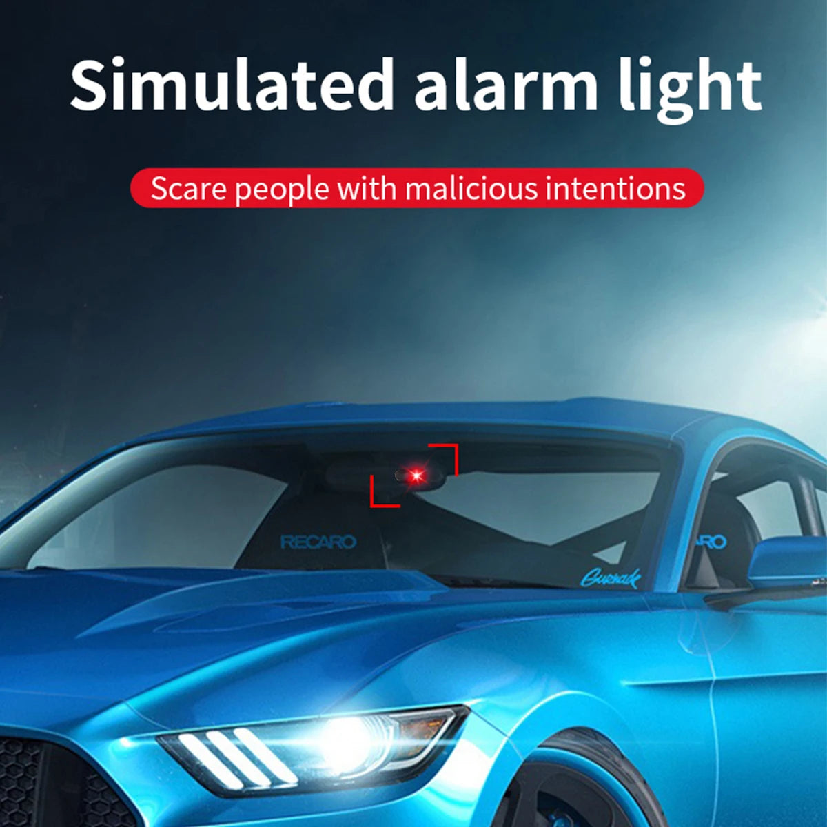 Car Fake Security Light Solar Powered Simulated Dummy Alarm Wireless Warning Anti-Theft Caution Lamp LED Blue/Red Flashing Light