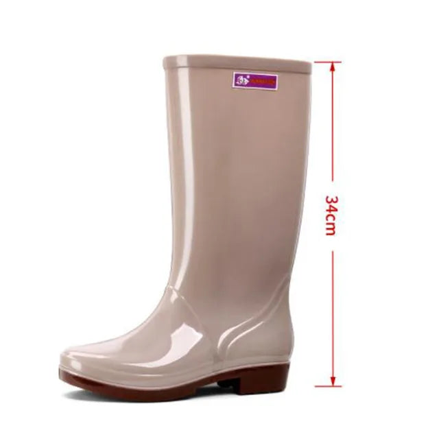 Women's Rain Shoes Casual PVC With Velvet Waterproof Non-slip Knee-high Boots New Fashion Tide For Reasons Botas De Mujer 