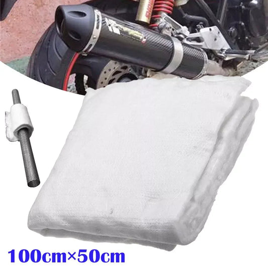 Silenciador de tubo de escape de motocicleta de 100 cm x 50 cm y 5 mm, relleno de fibra de vidrio y algodón con aguja de fieltro. 