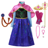 Fantasia de Verão das Rainhas Elsa e Anna – Vestido de Princesa para Meninas e Crianças Pequenas – Ideal para Halloween, Cosplay e Festas (Para 2 a 10 Anos)