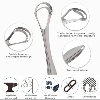 1/2/4 Pcs Reusable Stainless Steel Useful Tongue Scraper Cleaner Fresh Breath Cleaning Coated Tongue Oral Hygiene Care Tools