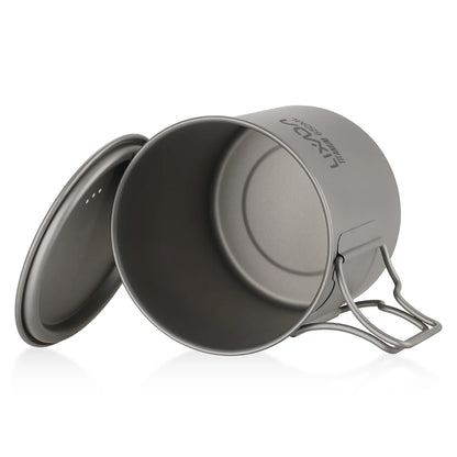 Taza de agua ultraligera de titanio Lixada con asa plegable, portátil para exteriores, camping, picnic, 300 ml/350 ml/550 ml/650 ml