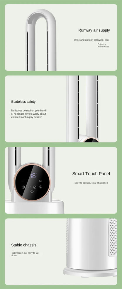 Household Bladeless Fan Wind Air Conditioner Cooling Fan Vertical Shaking Head Electric Fans Standing Fan with Remote Control