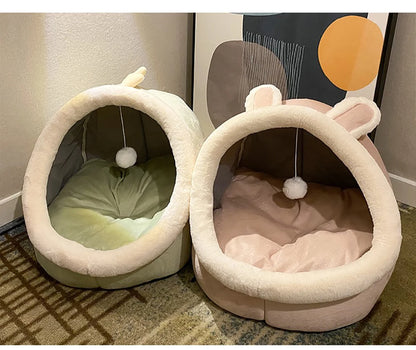 Deep Sleep Cat Bed Cartoon Pet Bed Foldable Removable Washable Pet Sleeping Bed for Small Dog Mat Bag Cave Cats Bed
