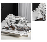 Room Decor Animal Ox Sculpture Ornaments Acrylic Crystal Crafts Statue Living Room Office Desktop Decoration Nordic Artwork Gift
