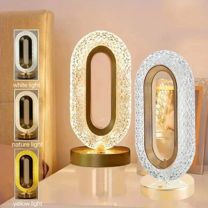 3D Crystal Touch Control LED Night Light for Kids Bedroom - USB Rechargeable Color Changing Square Star Moon Shapes Lamp