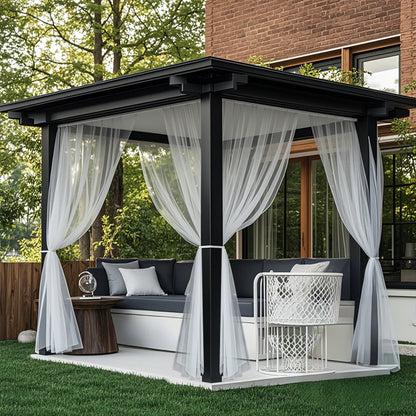 Outdoor Sheer Curtains for Patio Mosquito Netting Rod Pocket Garden Mesh Voile Drapes Mosquito Curtains for Porch Pergola