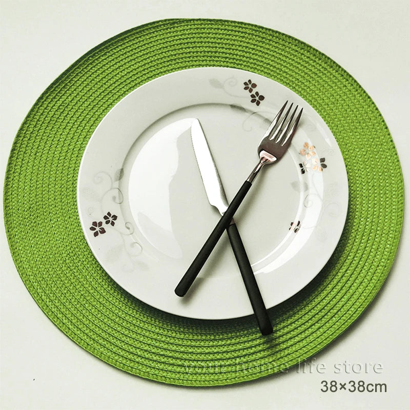 Round Placemats Set  Braided Circle Place Mat Washable Table Mats for Kitchen Dining Table Mixed Color Non-Slip Place mats