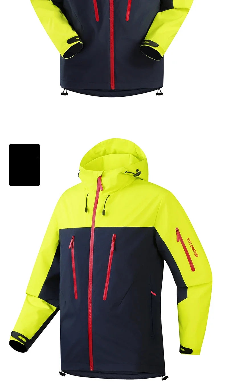 Spring Autumn Men's Windbreaker Fashion Outdoor Mountaineering Travel Windproof Waterproof Hooded Jacket Slim Fit Versatile Coat