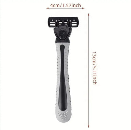 Afeitadora manual con cabezal de 6 capas, cuchilla clásica de doble filo de acero inoxidable, afeitadora de seguridad para barba y bigote.