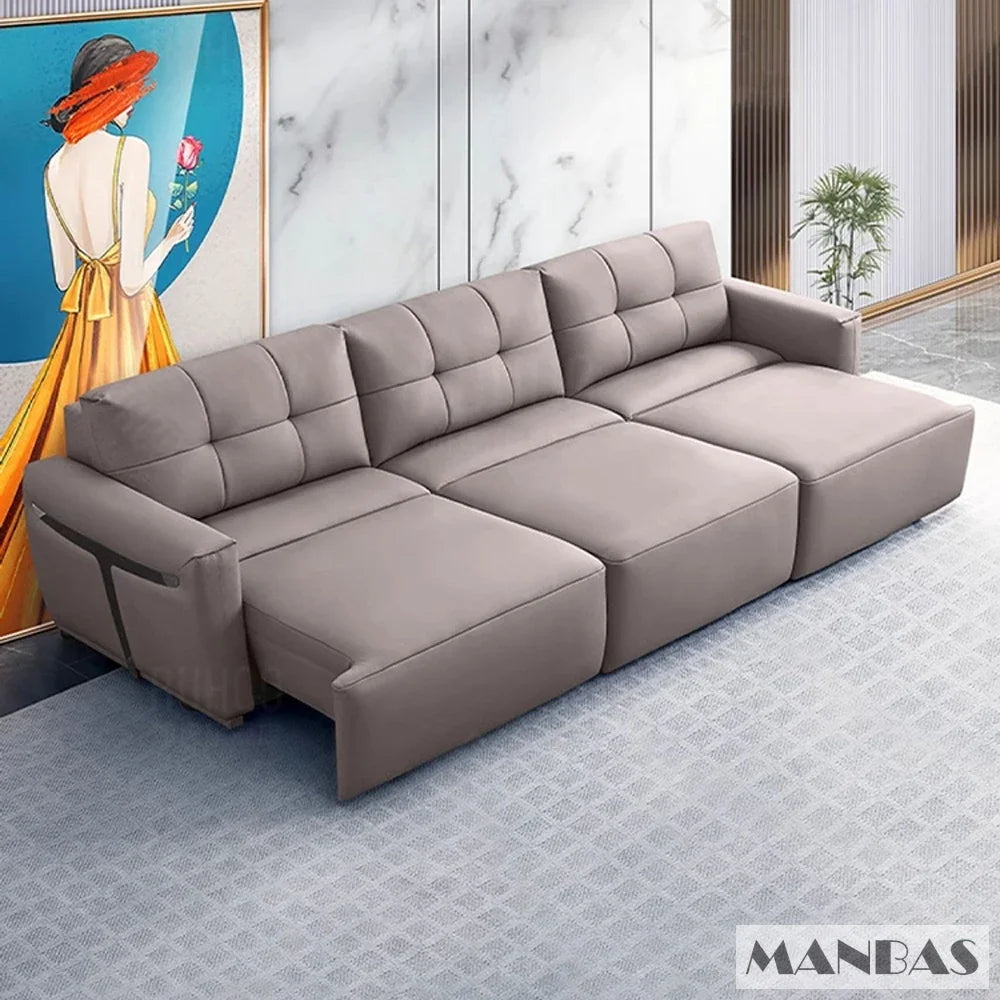 MINGDIBAO Electric Convertible Sofa Bed Italian Genuine Leather Sleeper Couch Multifunction Folding Sofas Beds for Cinema Room