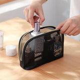 1pc Black Mesh Women'S Cosmetic Bag Transparent Travel Comsetics Brushes Organizer Beauty Case Small Large Toiletry Makeup Bag
