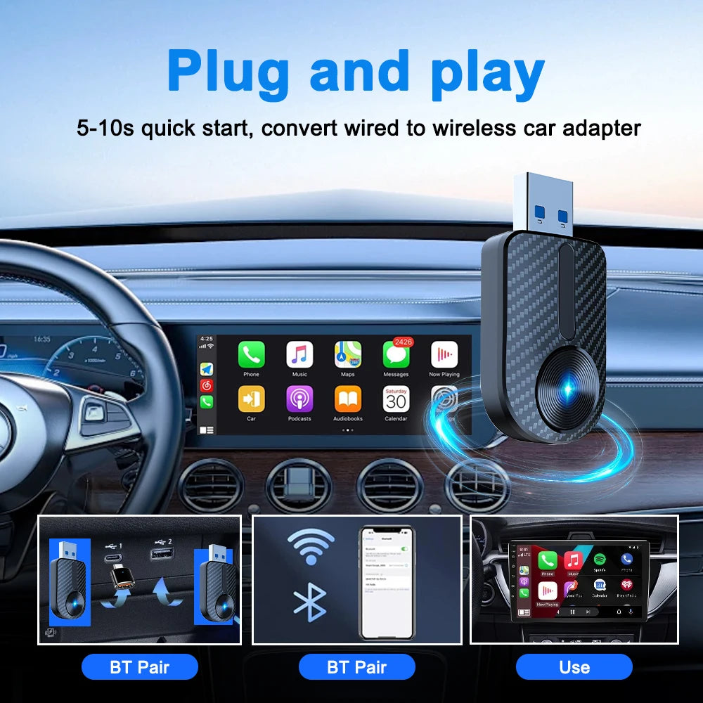 Wireless 2IN1 CarPlay Android Auto Wireless Supermini Box Adapter Plug And Play Dongle Bluetooth WiFi Fast Connect