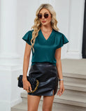 2026 Fashion Summer Casual Shirts Office Lady Tops Mujer Elegant Simple Chiffon Blouse Women Short Sleeve V-Neck Woman Clothes