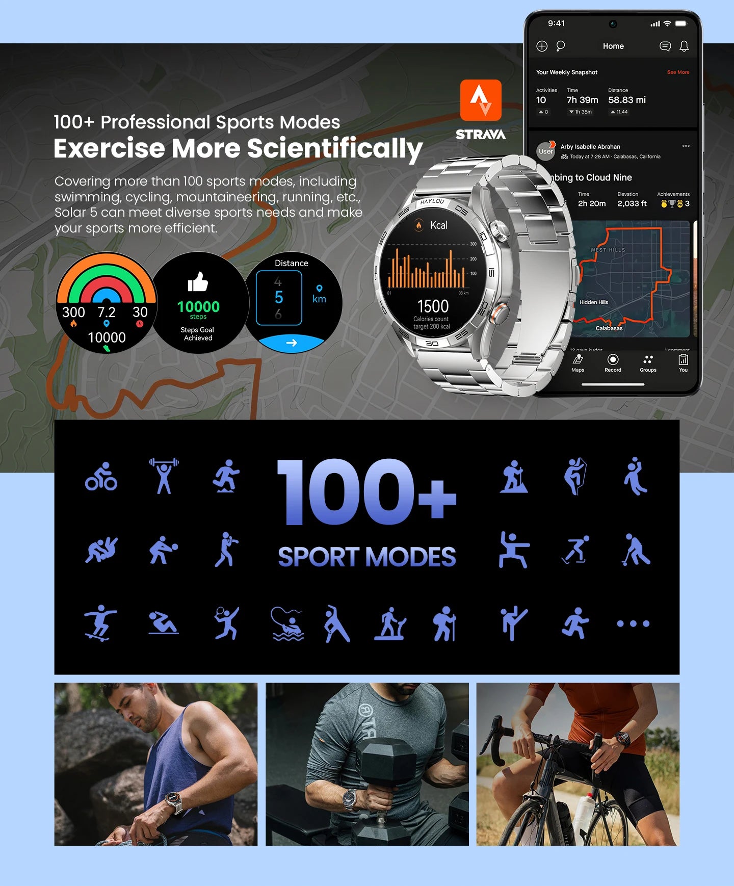 HAYLOU Solar 5 Voice Calling Smartwatch 1.58'' AMOLED Display 60Hz Smart Watch 24H Health Monitoring Sports Smartwatch for Men