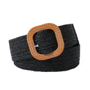 Bohemian Braided Belts for Women Summer Patchwork Straw Woven Belt Wide Waistband Fashion Female Square Buckle Waist Belt