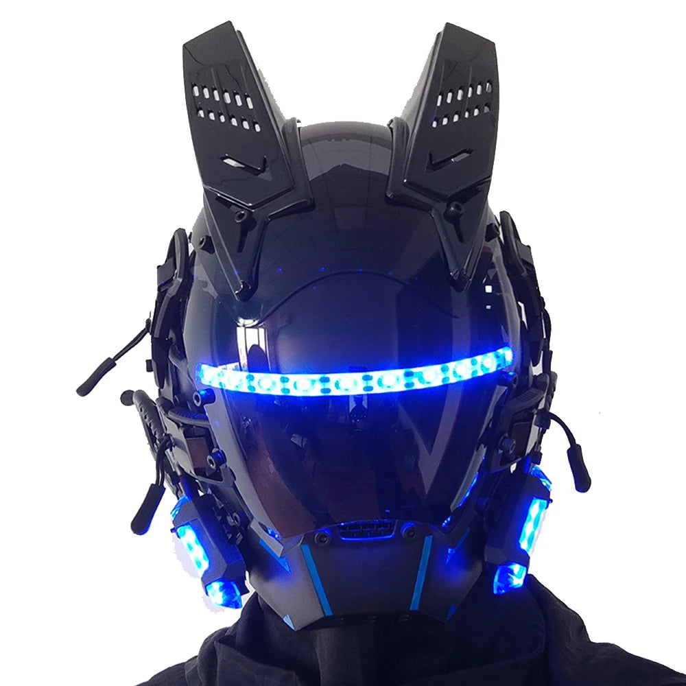 Capacete Cyberpunk com LED – Máscara para Festas, Halloween, Natal e Cosplay – Presente para Adultos