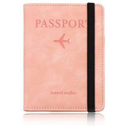 Tarjetero de cuero con bloqueo RFID, funda para pasaporte, billetera, accesorios de viaje para mujeres y hombres.
