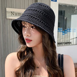 Summer Bucket Hat Fisherman Hat Women Hollow Out Sun Hat Outdoor Casual Versatile Panama Hats Crochet Foldable Caps Beach Cap