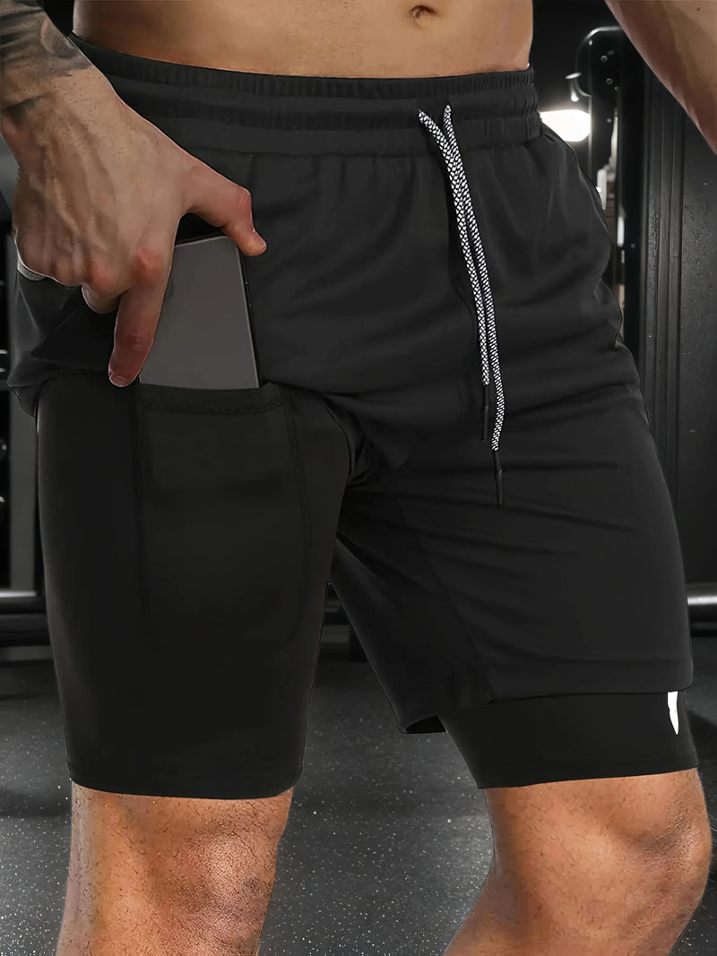 Quick-Dry Men's Training Shorts Elastic Waistband Drawstring Breathable Moisture-Wicking Athletic Shorts