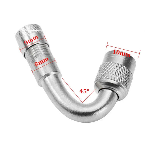 Adaptador de válvula de ángulo curvo de 45, 90 y 135 grados para extensión de válvula de neumático de motocicleta, camión, coche, moto y bicicleta, 1 unidad.