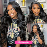 Peruca lace frontal cabelo humano ondeulado body wave - renda HD transparente pre - plucked
