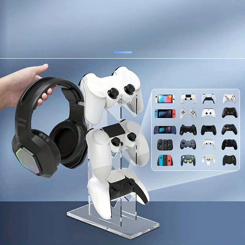 Universal 3-layer Controller Holder and Headphone Holder Game Accessories For PS5 PS4 Storage Holder Black, White, Transparent