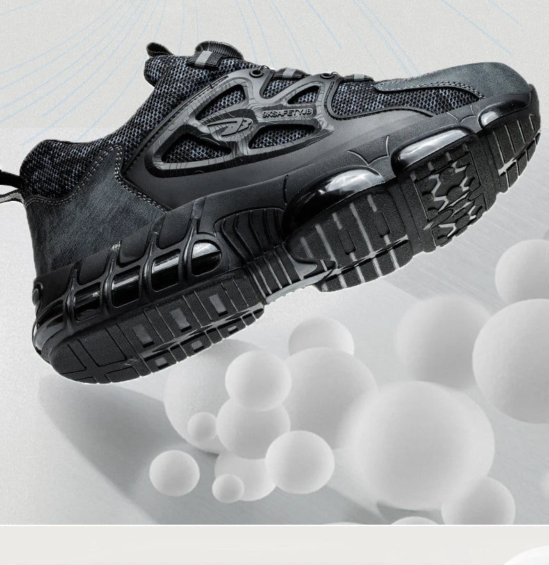 Rotating Button Safety Shoes Men Steel Toe Sneaker Air Cushion Work Shoes Man Puncture Proof Work Safety Boots Protective Shoes