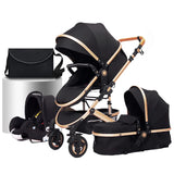 Lujoso cochecito de bebé portátil 3 en 1 de viaje con marco de aluminio alto y plegable, para recién nacidos, con cuatro ruedas.