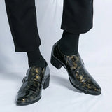 Fashion Buckle Leather Shoes For Men Big Size 46 Pointed Dress Shoes Man Quality Business High Heels Shoes Man chaussure hommes