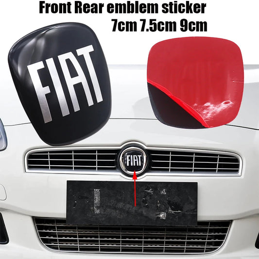 1pcs 3D black 9cm 7.5cm 7cm Epoxy Car Front Front grill Rear Bumper tail door trunk Emblem sticker styling Accessories For FIAT