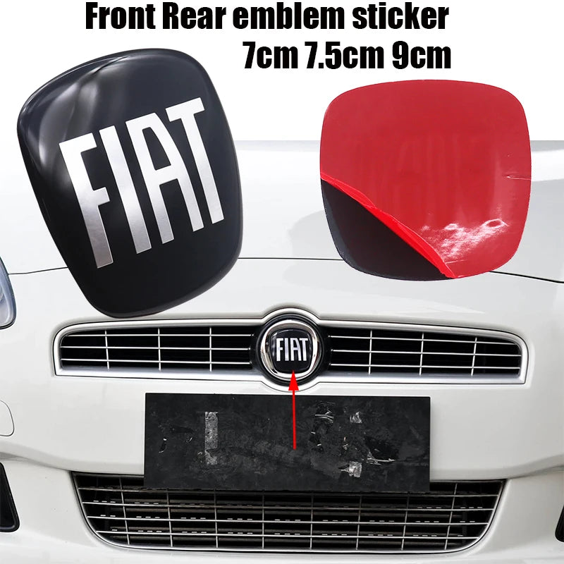 1pcs 3D black 9cm 7.5cm 7cm Epoxy Car Front Front grill Rear Bumper tail door trunk Emblem sticker styling Accessories For FIAT