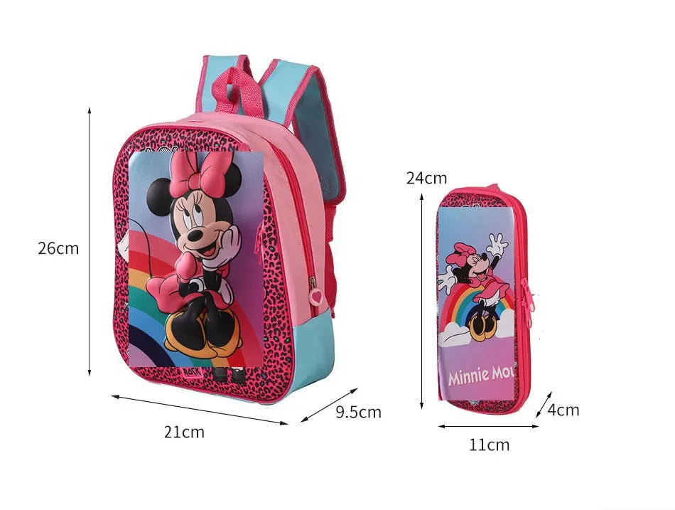 Disney Minnie Boys Girls Backpack Frozen School Bag with Pencil Case Spiderman Kids Kindergarten Preschool School Bags