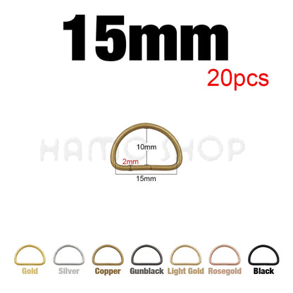 Hebilla ajustable de metal con anilla en D para correas de mochilas, bolsos, collares de gato y perros, accesorios de bricolaje, 20-1000 unidades