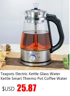 Teteras Hervidor eléctrico Hervidor de agua de vidrio Cafetera térmica inteligente Hervidor de agua de 220 V Electrodomésticos de cocina Infusor de té