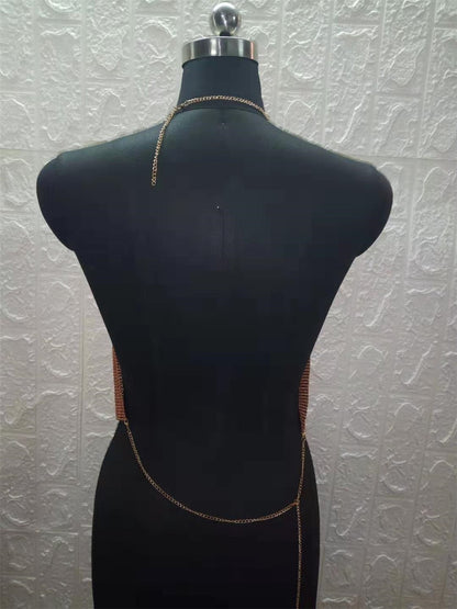 Camisola ClubWear para mujer, ropa de calle Y2k, top corto con lentejuelas metálicas, espalda descubierta, cinturón acolchado, top halter ajustable
