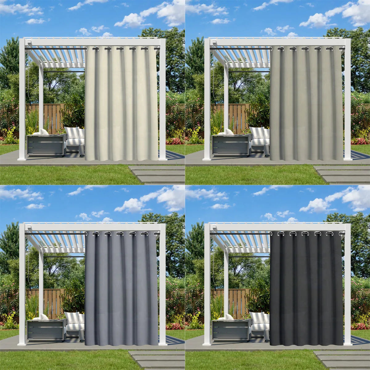 1PC, Waterproof Outdoor Grommet Curtain For Patio Gazebo Front Porch Pergola