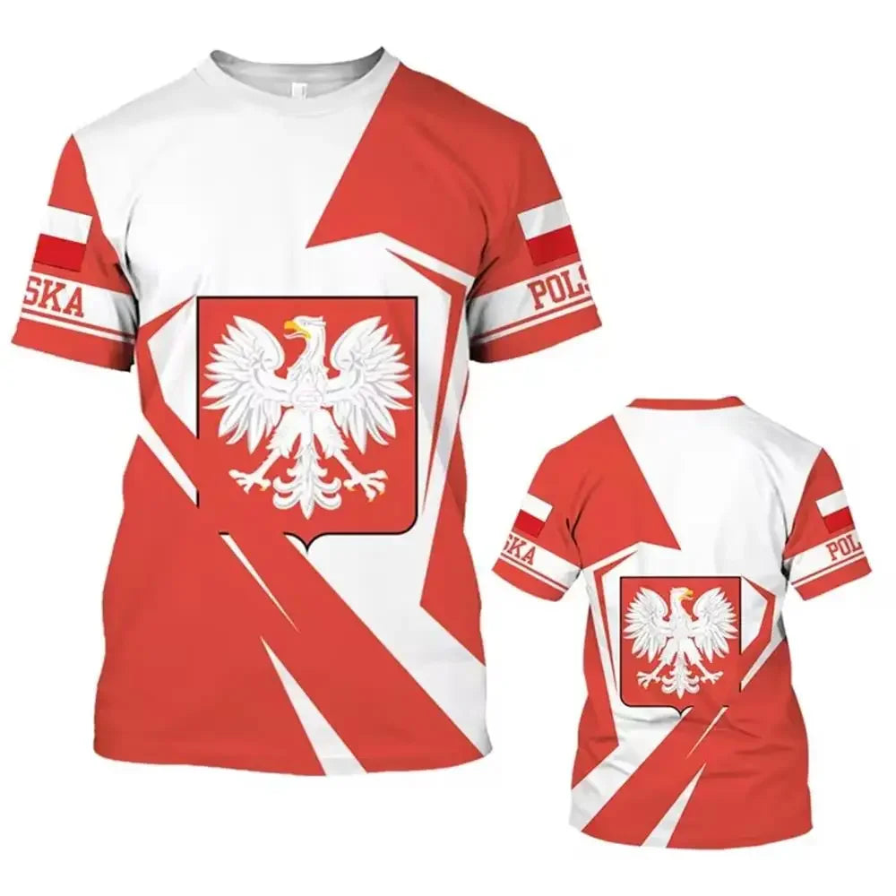 Summer Friday Poland White Eagle Insignia 3D Print Quick Drying Breathable Sport Men's Plu-size T-shirt Man Cotton