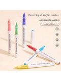 Languo 9pcs/box Soft Brush Acrylic Marker Pen Set, DIY Hand Drawn, Paint Art Markers pens, Student Graffiti Acrylic Paint Pens, M720