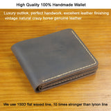 Luxury Handmade 100% Genuine Leather Men Wallet Purse Short Money Clip with Coin Pocket Male Money Bag Multi-Card Wallet Vintage